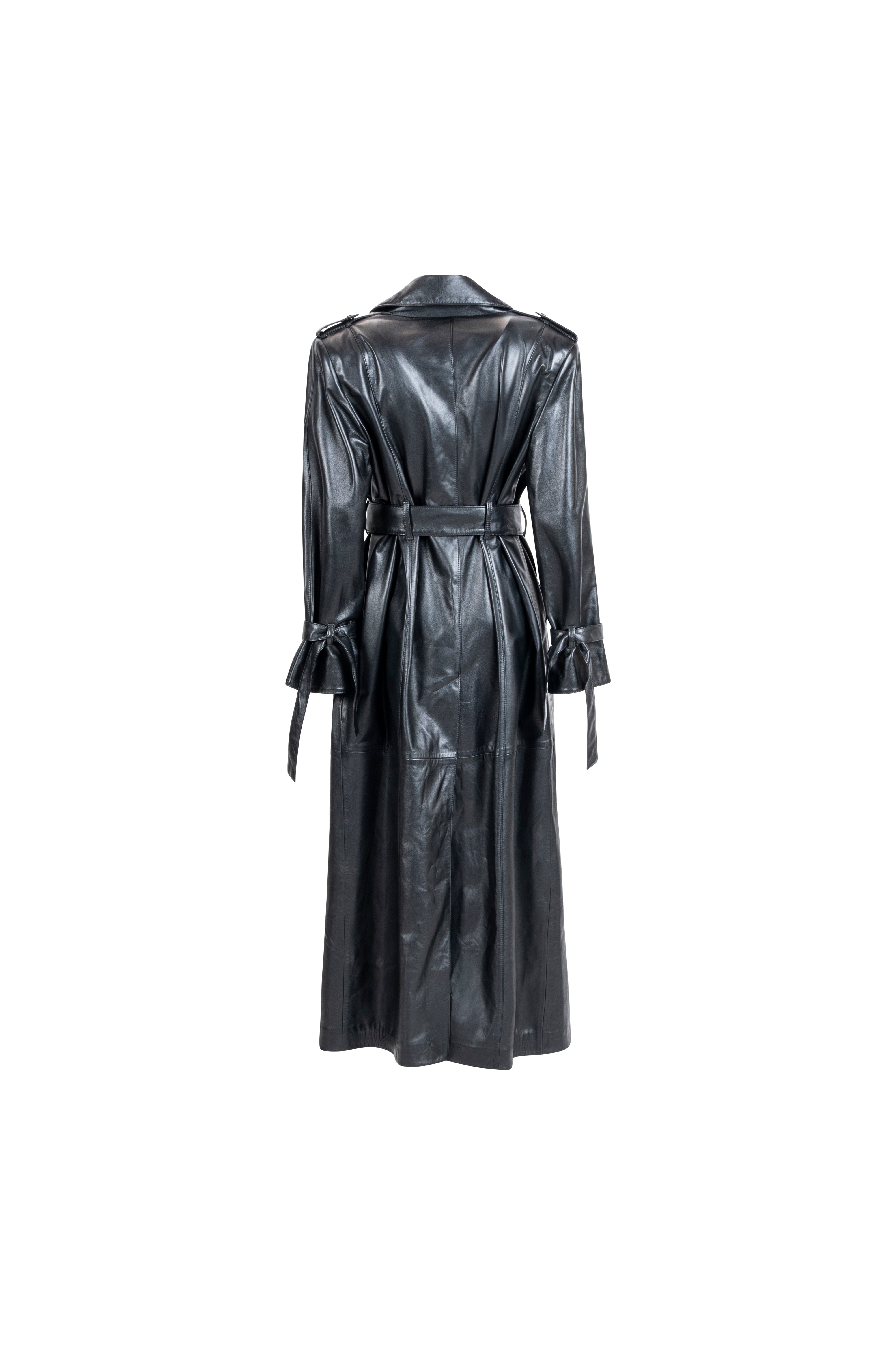 LEATHER TRENCH COAT WITH SLITS