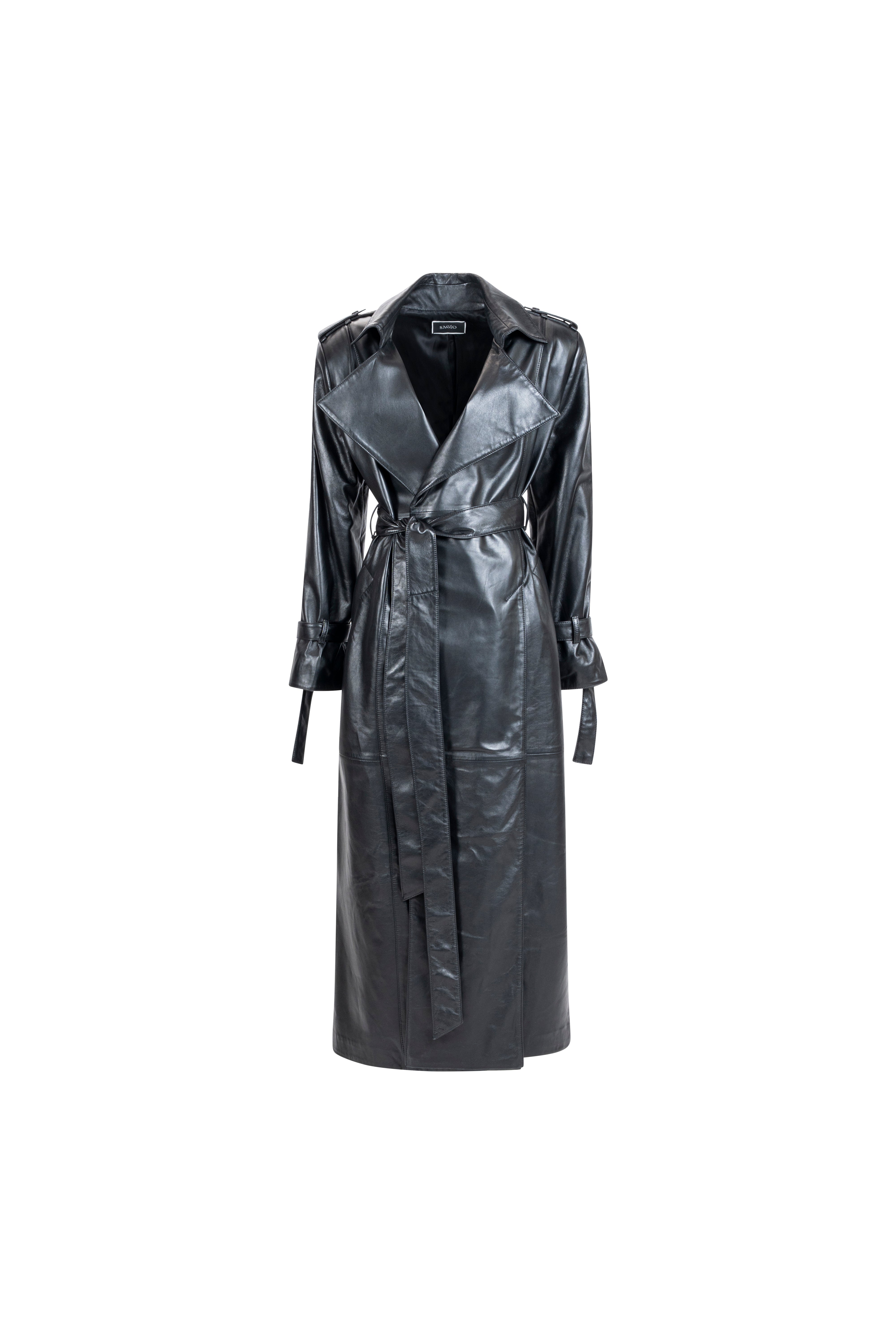 LEATHER TRENCH COAT WITH SLITS