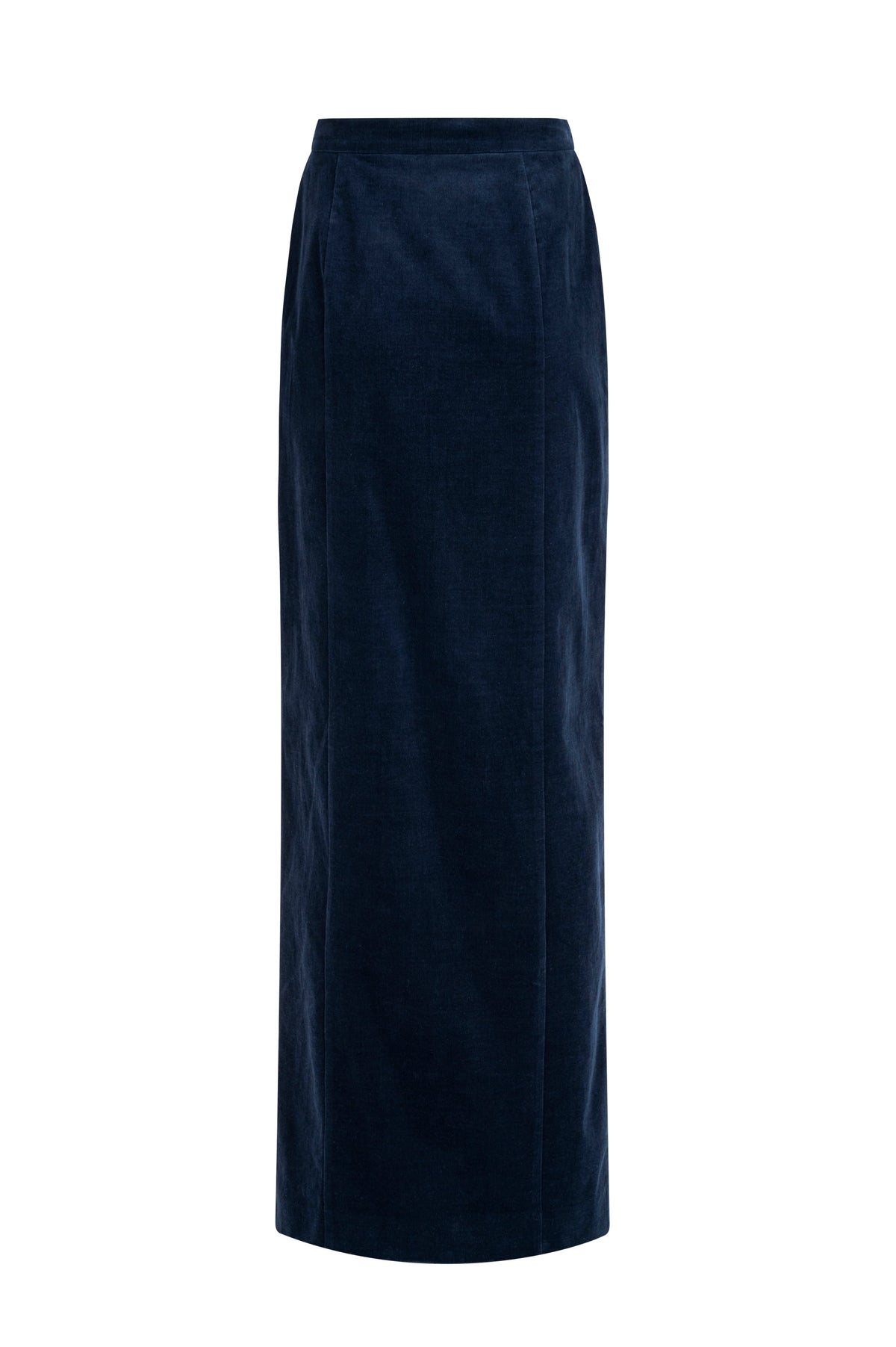 Dark Blue Long cotton maxi skirt in navy with smooth seams.