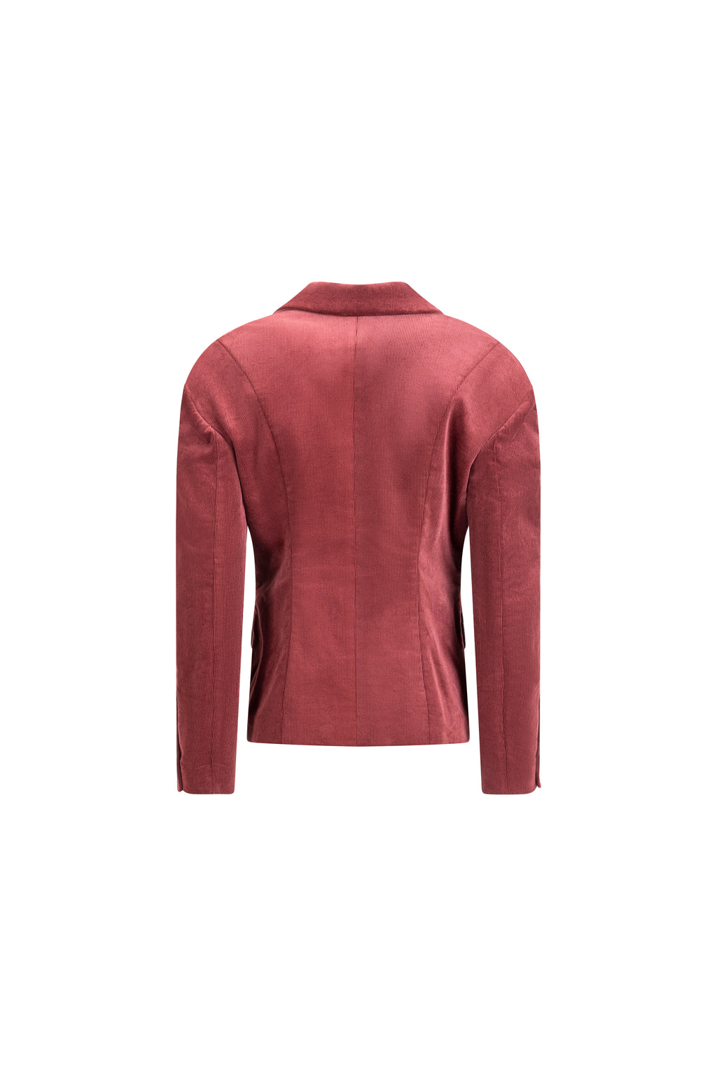 Women’s cotton Falling Shoulders blazer in terracotta.