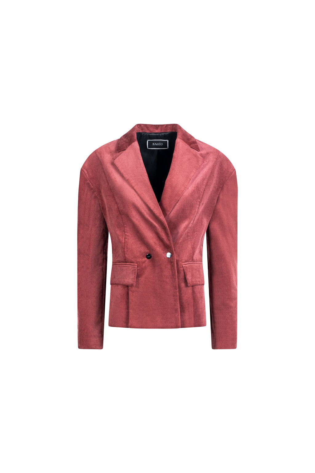 Terracotta cotton blazer with falling shoulder detail and flap pockets