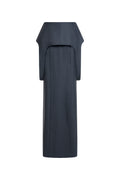 Black wool-blend high-waisted maxi skirt with peplum overlay