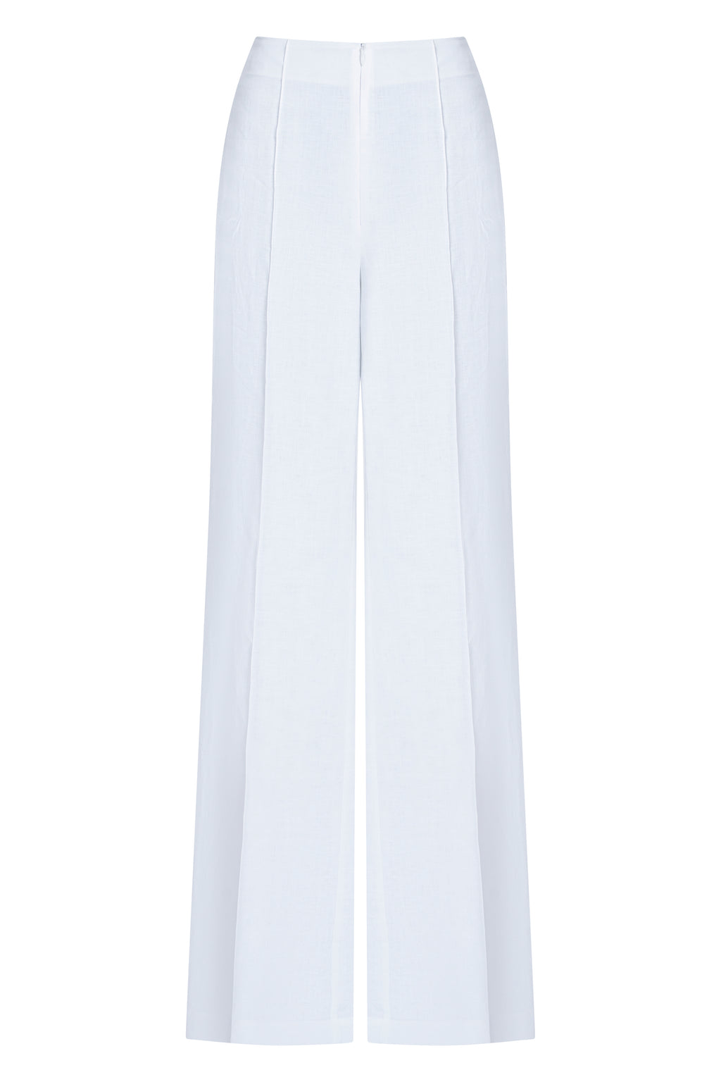 Light blue linen-silk trousers product back view