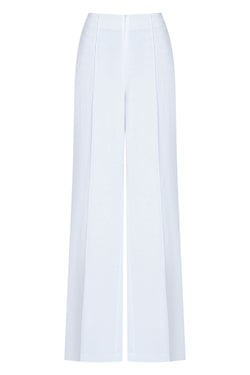 Light blue linen-silk trousers product back view