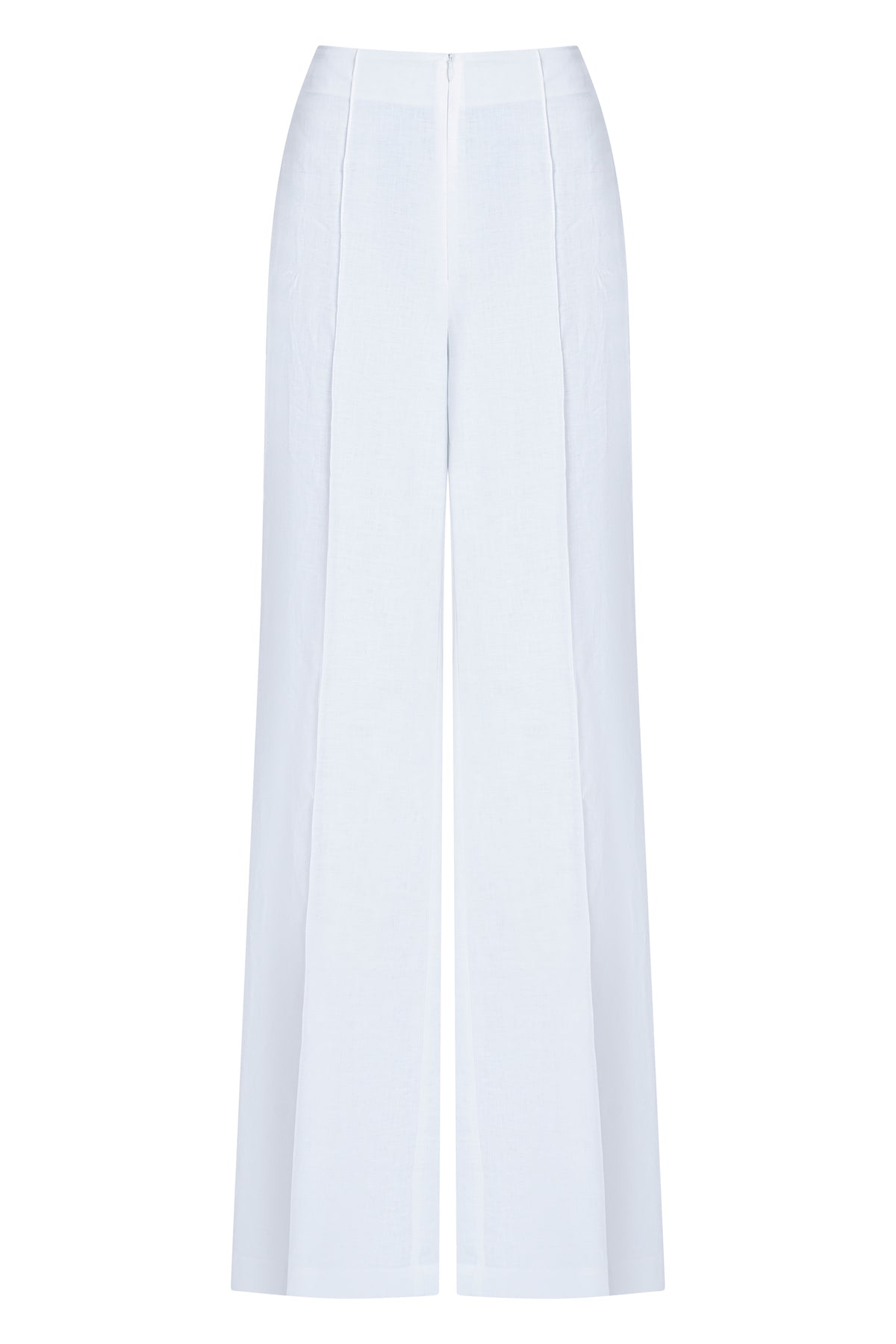 Light blue linen-silk trousers product back view