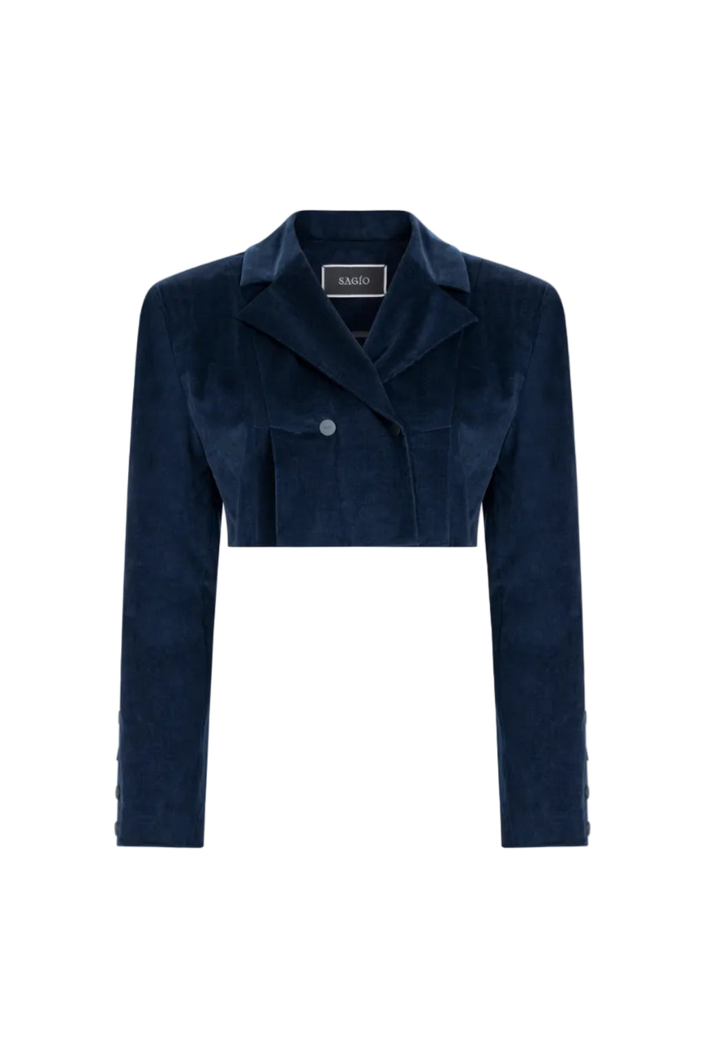 Cropped double-breasted velvet jacket, Terracotta, front view