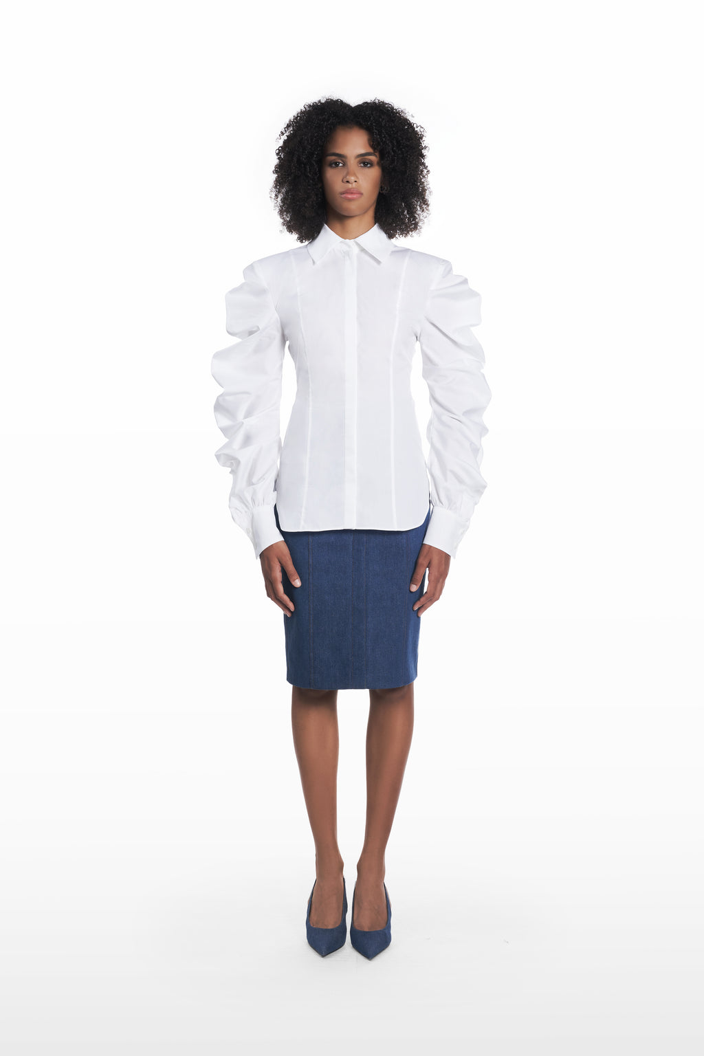 Medusa Classic Shirt in white cotton, front view
