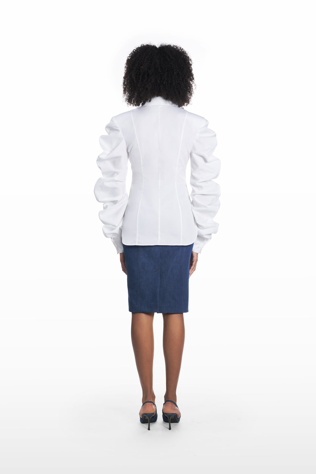Medusa Classic Shirt in white cotton, back view