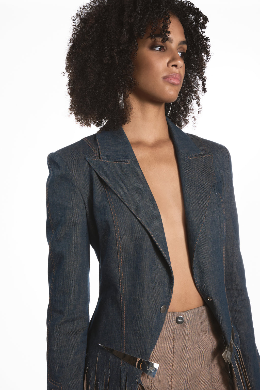 FRINGE DENIM COAT