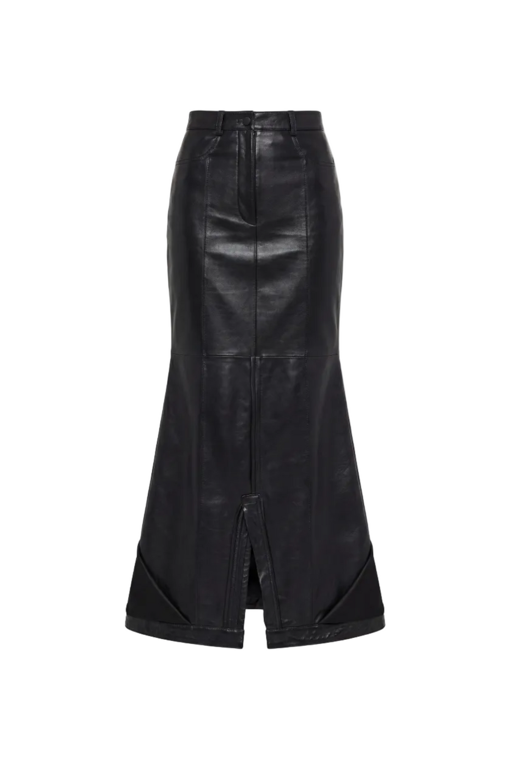 BLACK LEATHER FALLING SKIRT
