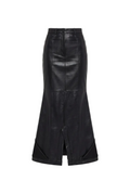 BLACK LEATHER FALLING SKIRT