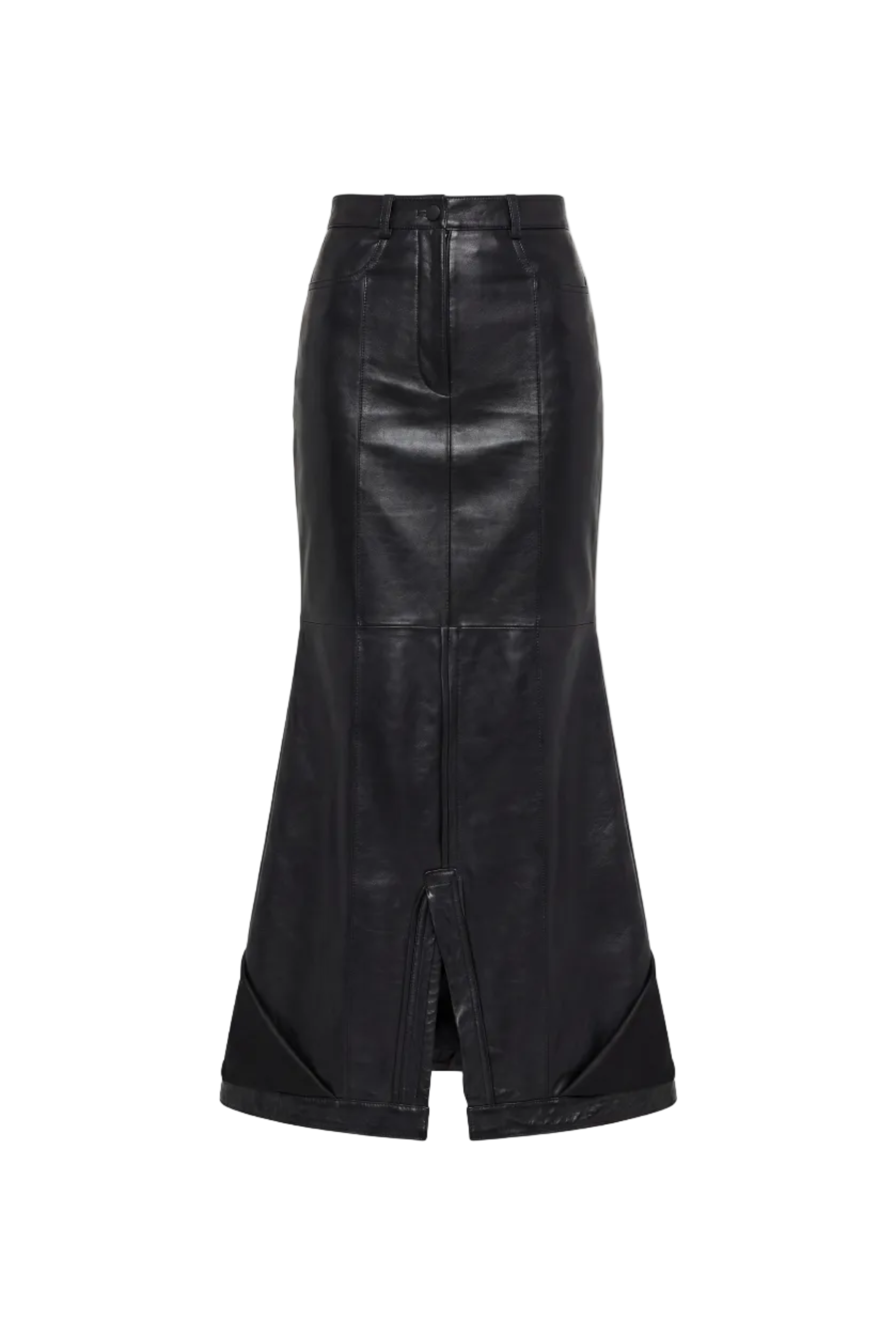 BLACK LEATHER FALLING SKIRT