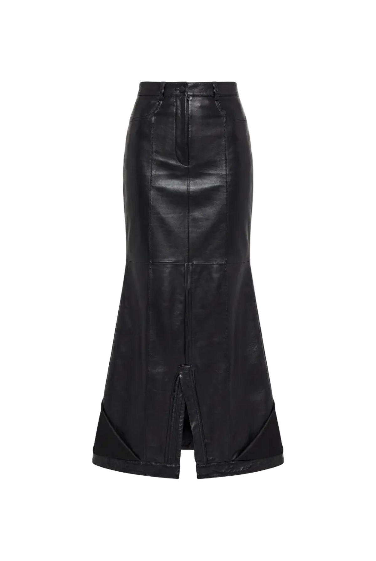BLACK LEATHER FALLING SKIRT