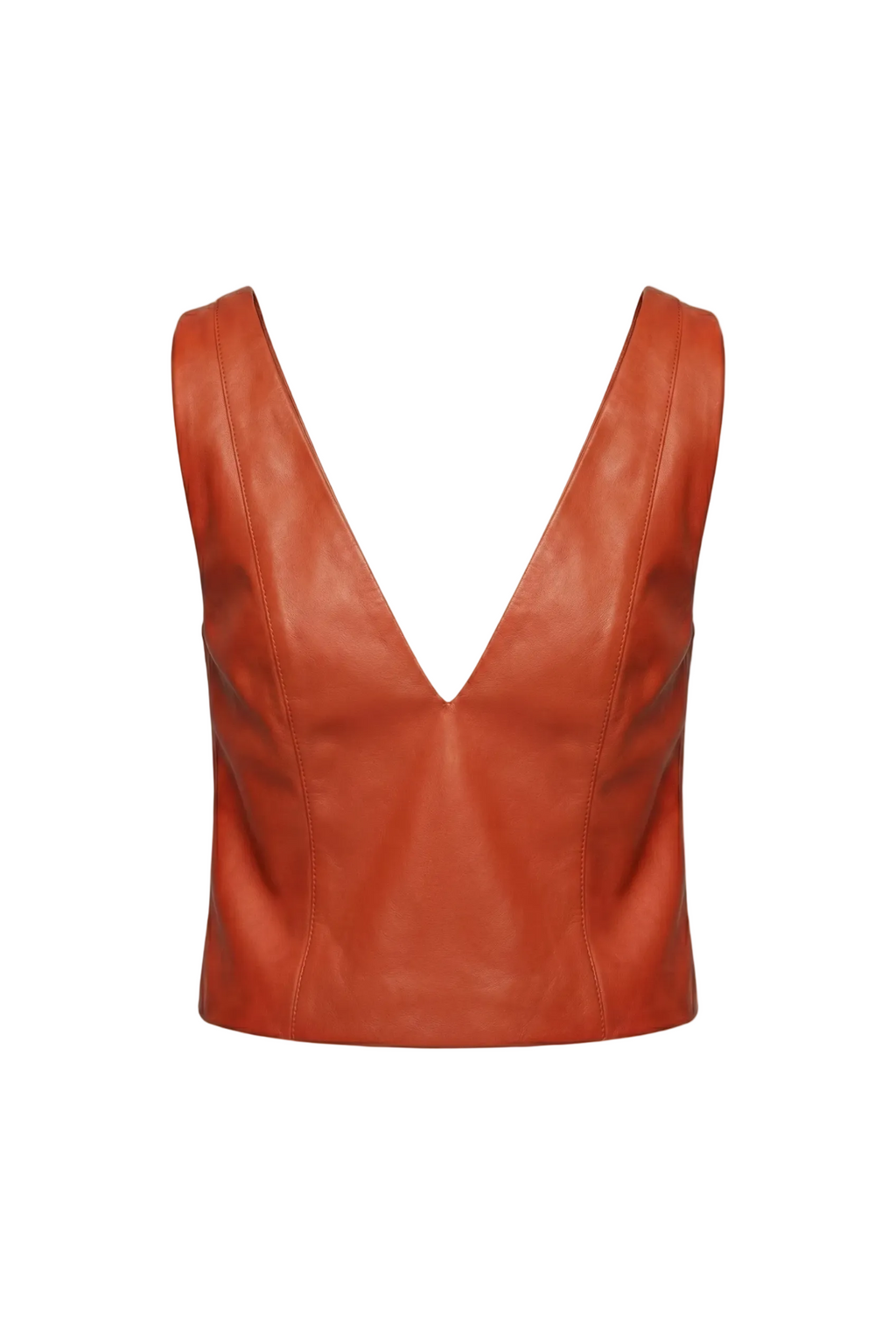 Ginger Red Leather Top product image, front view on white background