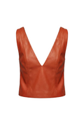 Ginger Red Leather Top product image, front view on white background