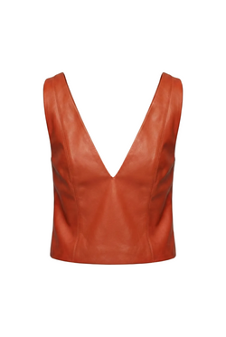 Ginger Red Leather Top product image, front view on white background