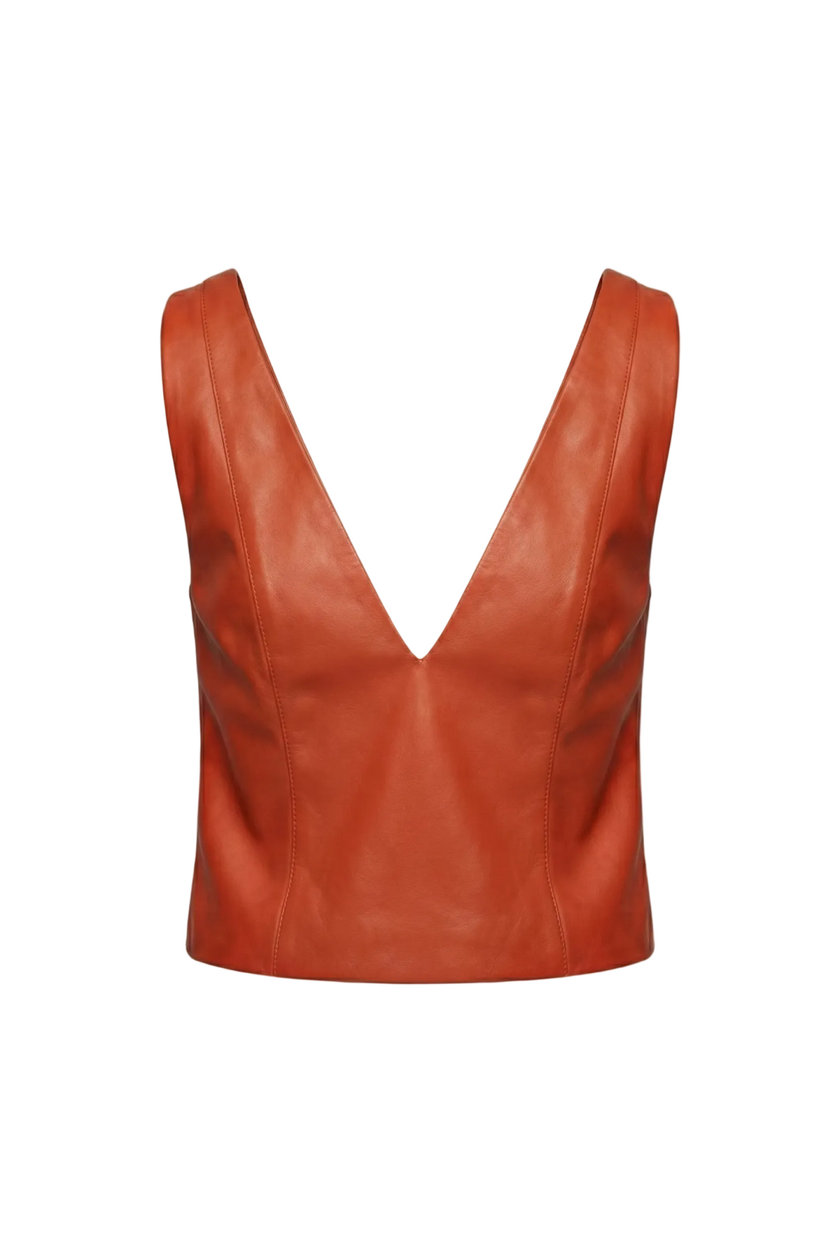 Ginger Red Leather Top product image, front view on white background