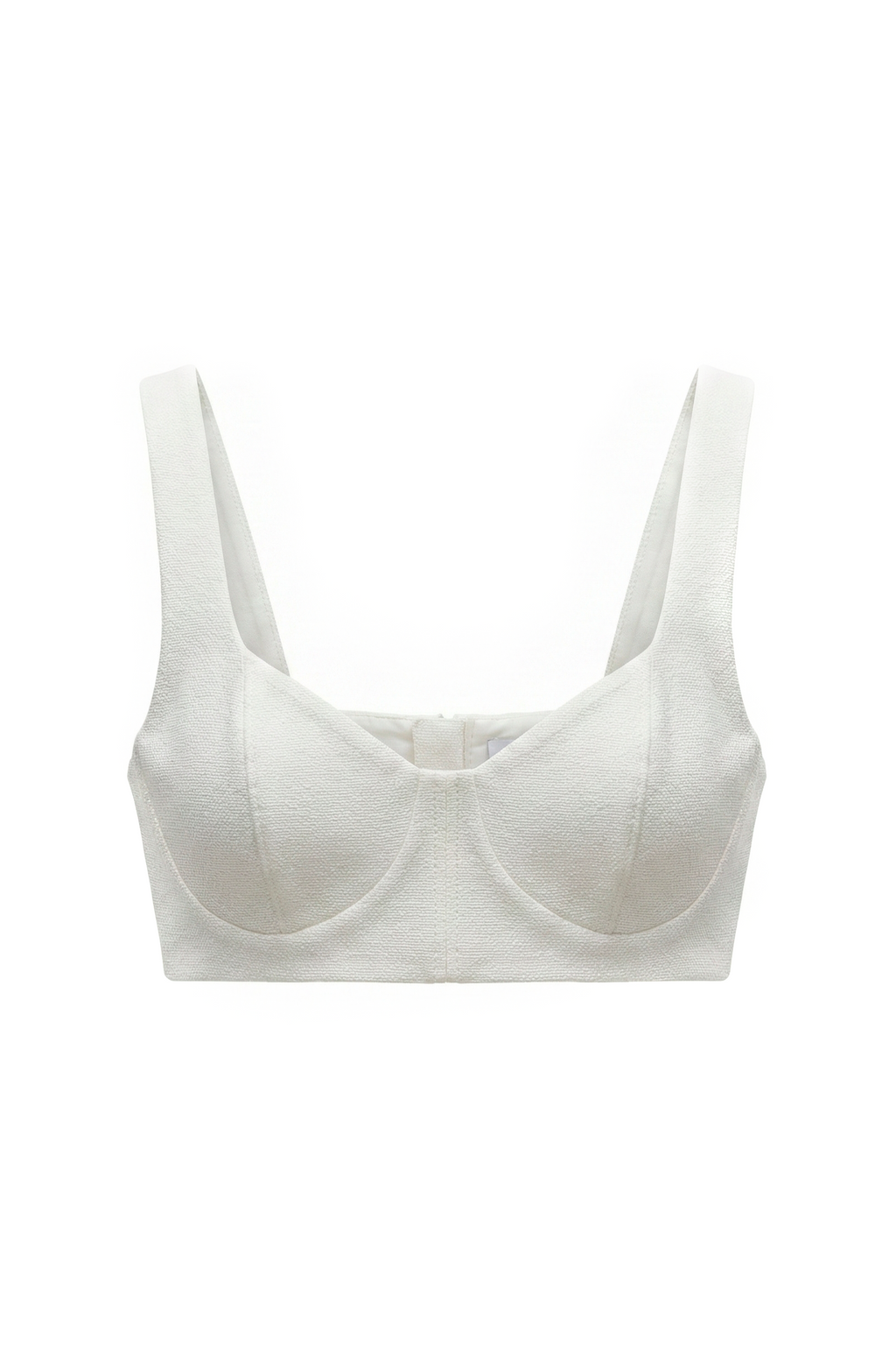 Classic Silk Bustier Top in white with sculpted cups and wide straps by Sagio