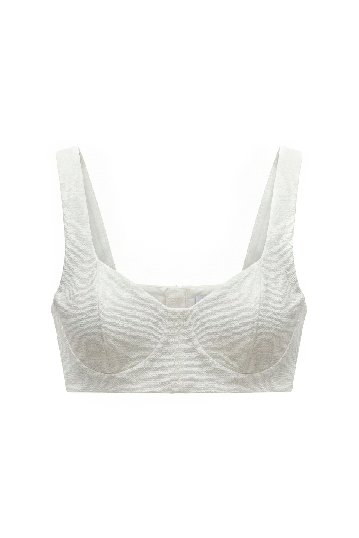 Classic Silk Bustier Top in white with sculpted cups and wide straps by Sagio