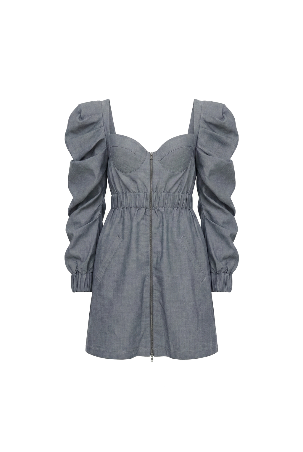 Medusa Parka Dress grey linen mini dress front view 