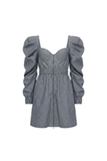 Medusa Parka Dress grey linen mini dress front view 