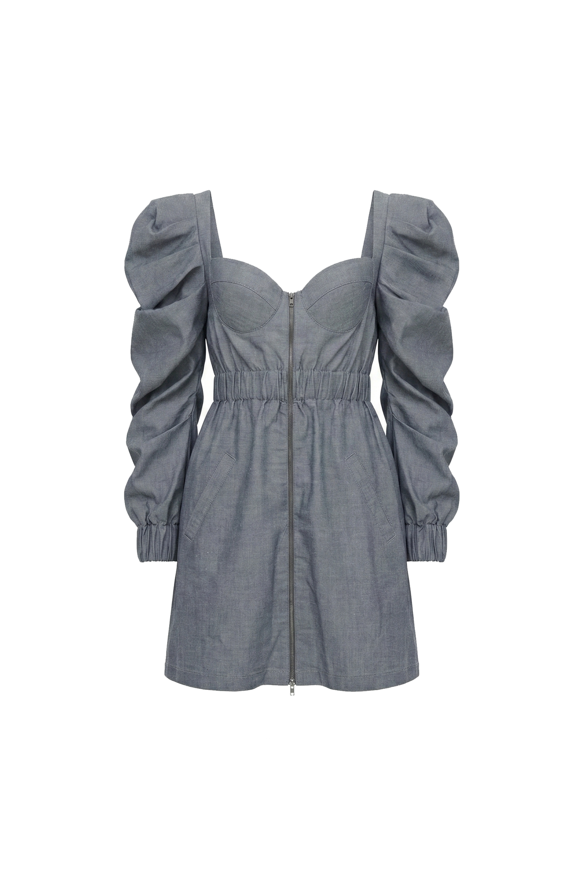 Medusa Parka Dress grey linen mini dress front view 