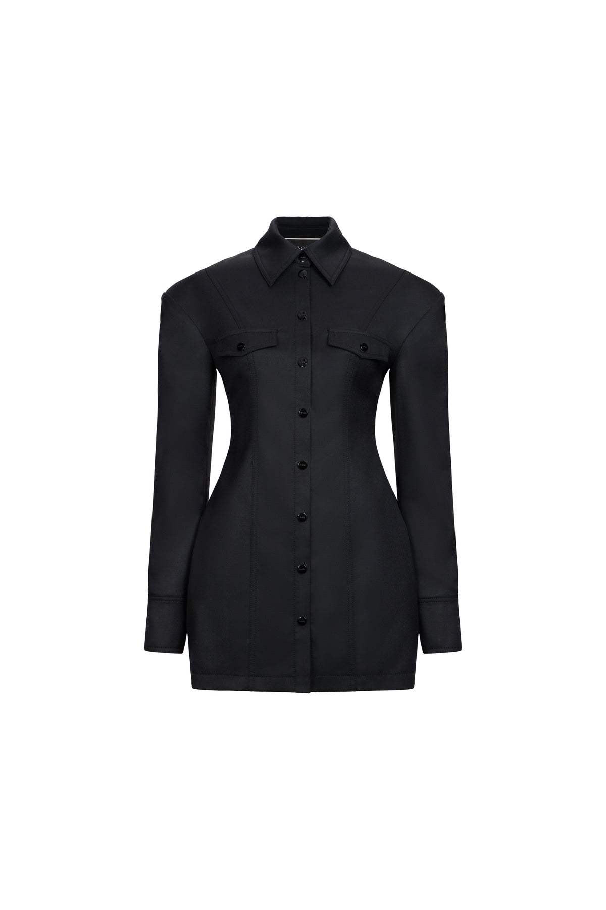 WOOL FALLING SHOULDERS SHIRT-DRESS