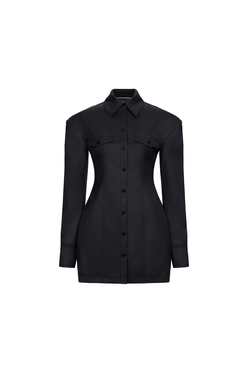 WOOL FALLING SHOULDERS SHIRT-DRESS