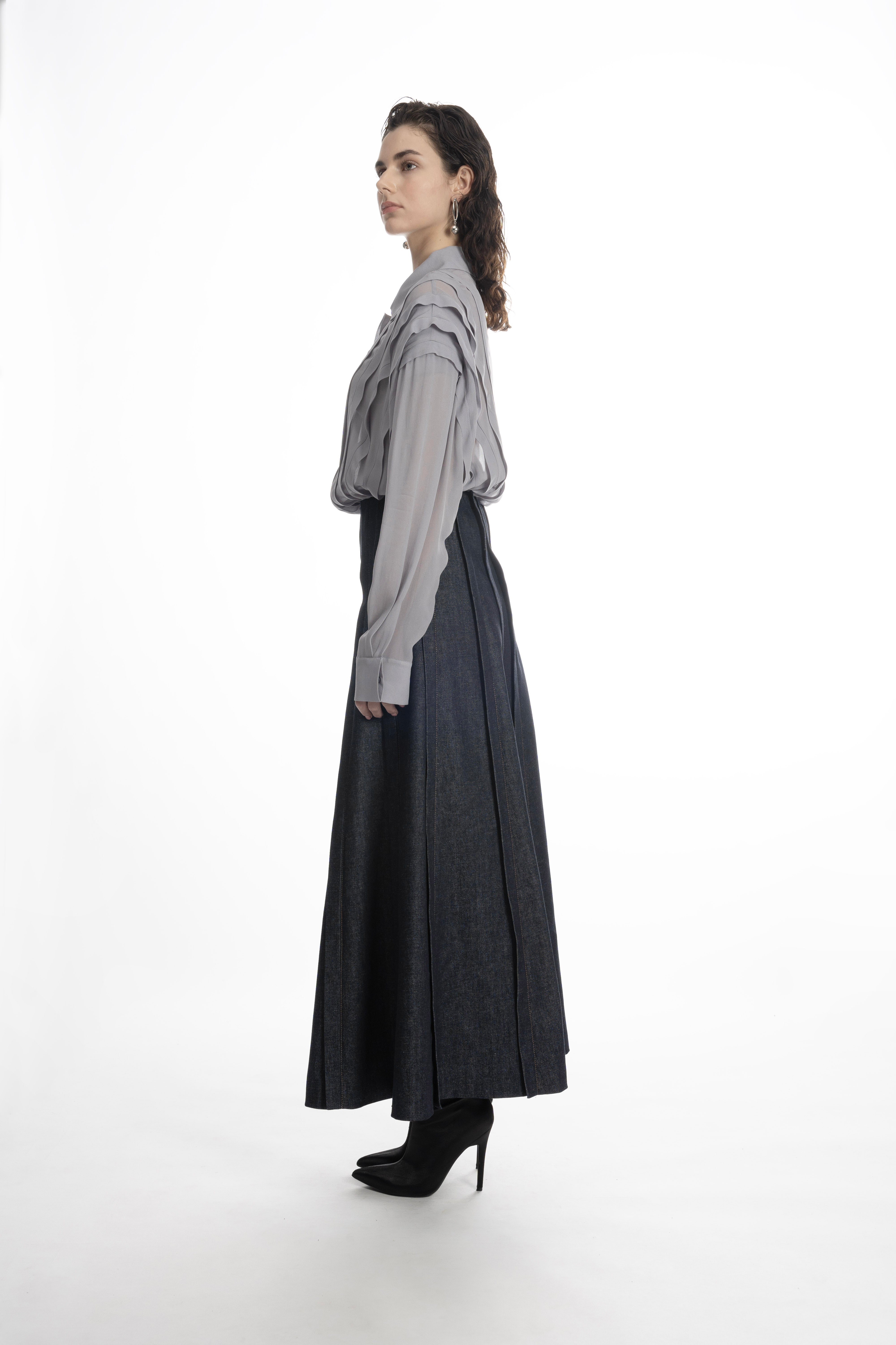 PLACKET DENIM SKIRT