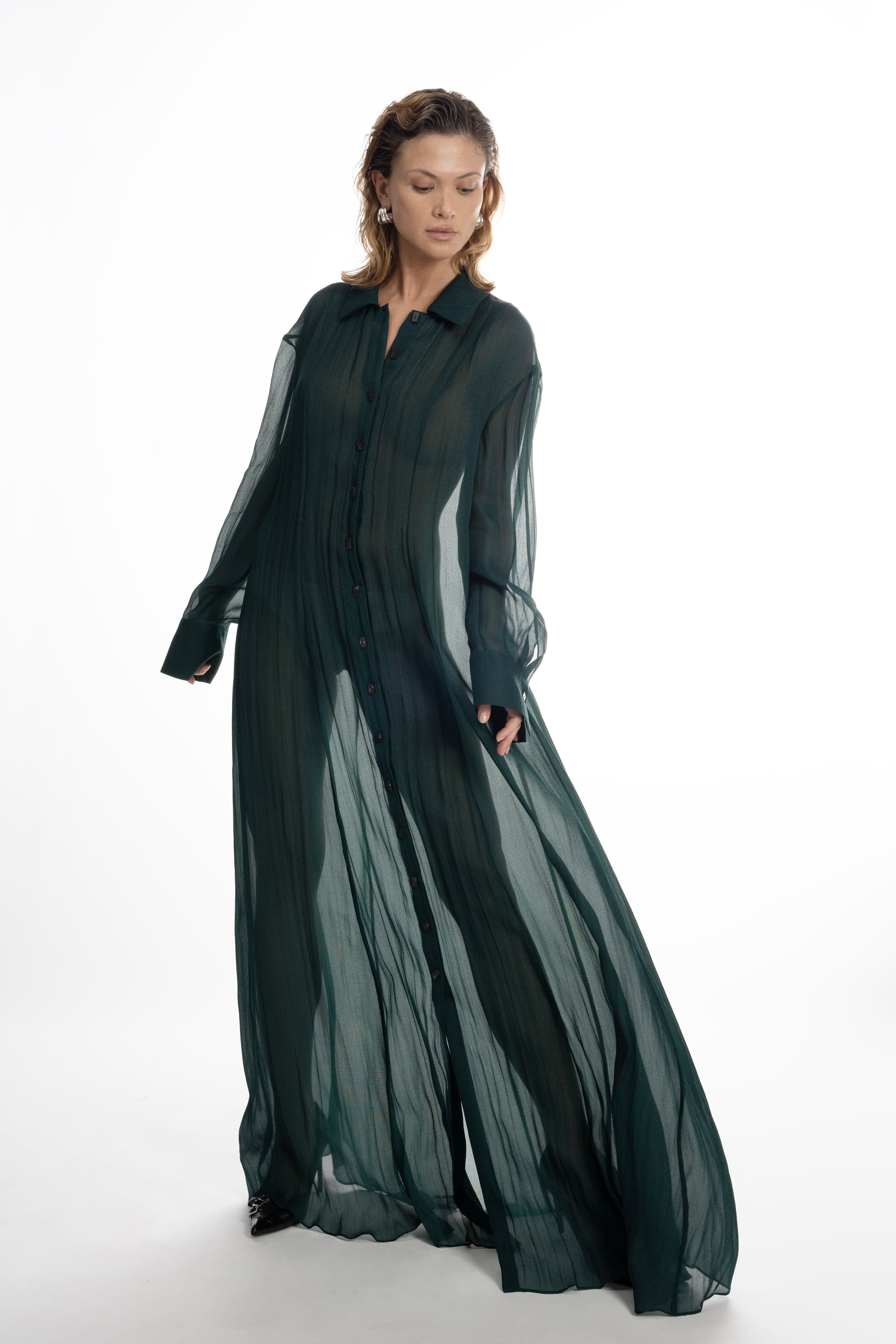SILK LONG SHIRT DRESS