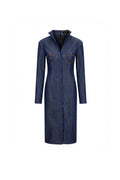 Women’s denim wool midi dress with bustier seams and front vent