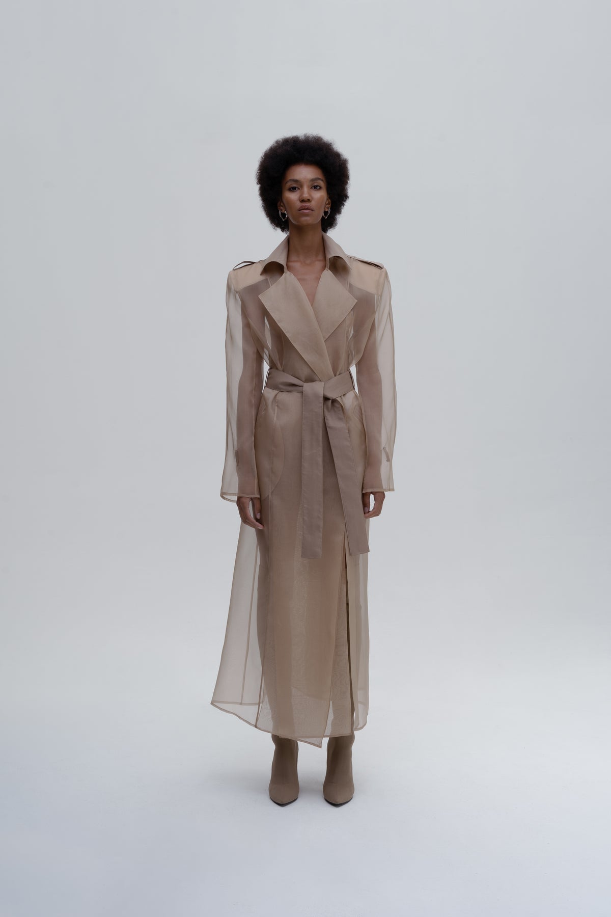 TRANSPARENT ORGANZA SLITS TRENCH