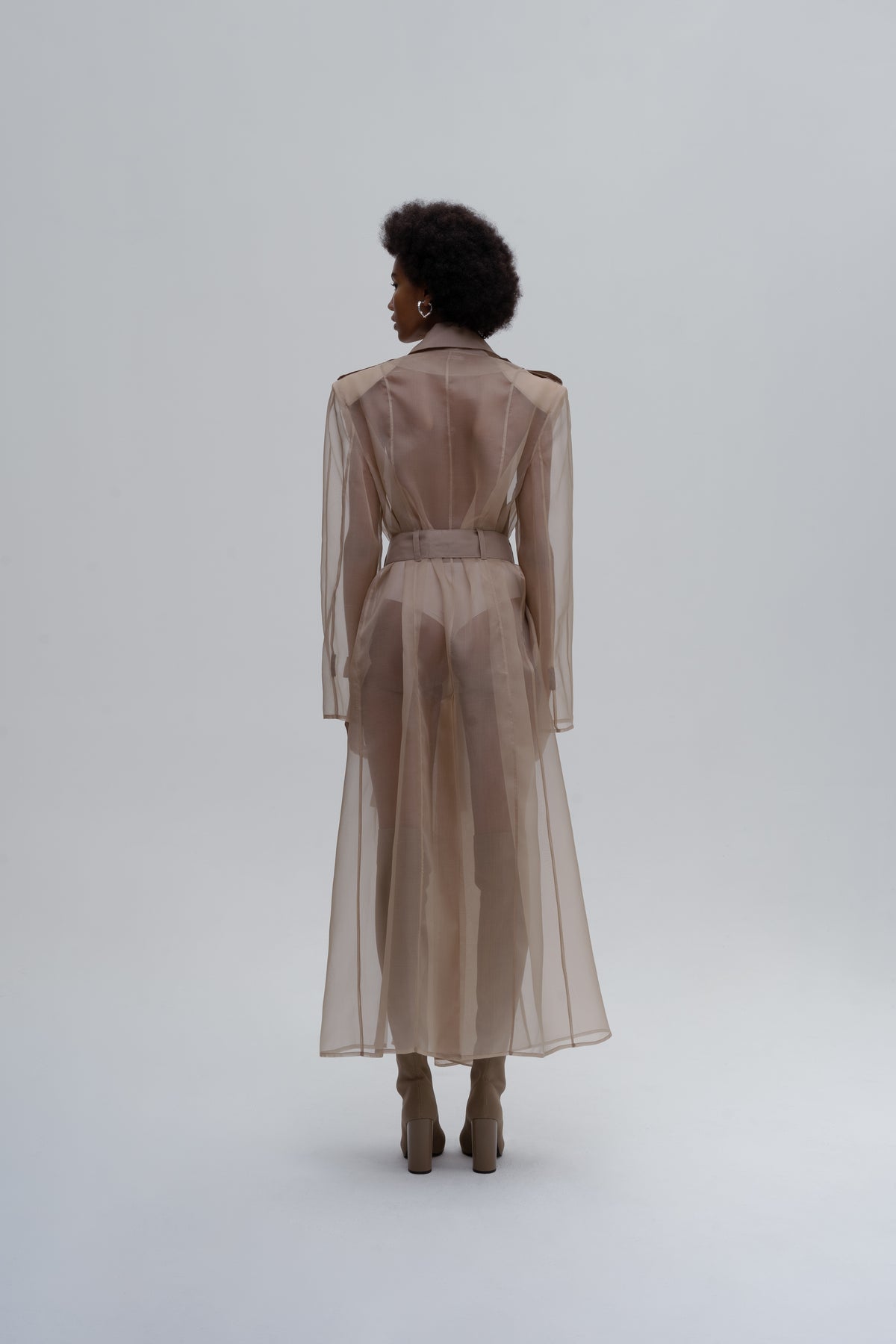 TRANSPARENT ORGANZA SLITS TRENCH