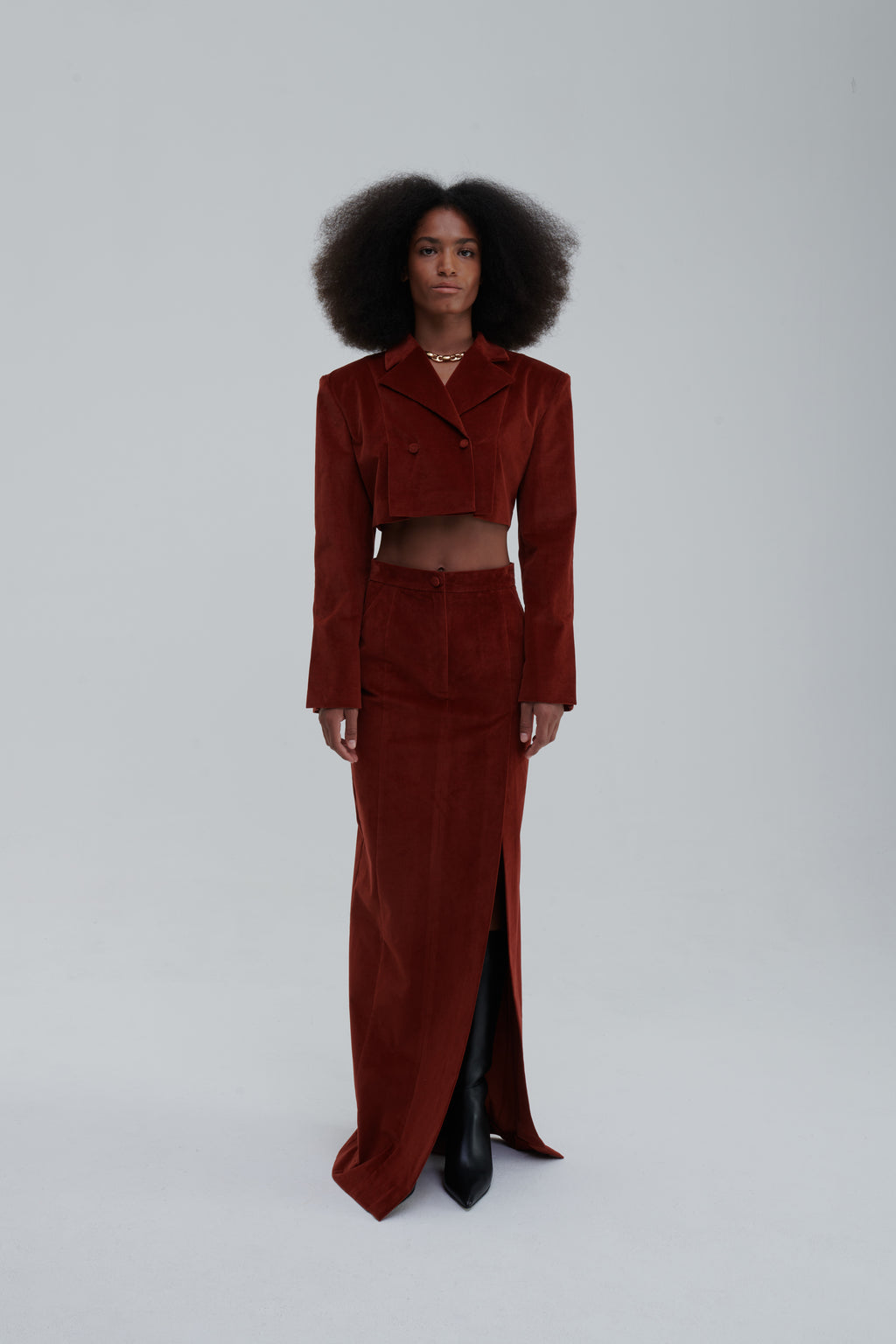 VELVET SLIT SKIRT