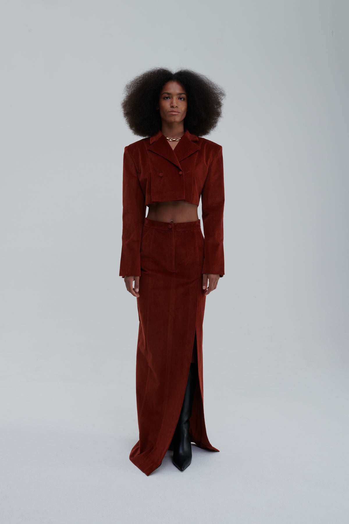 VELVET SLIT SKIRT