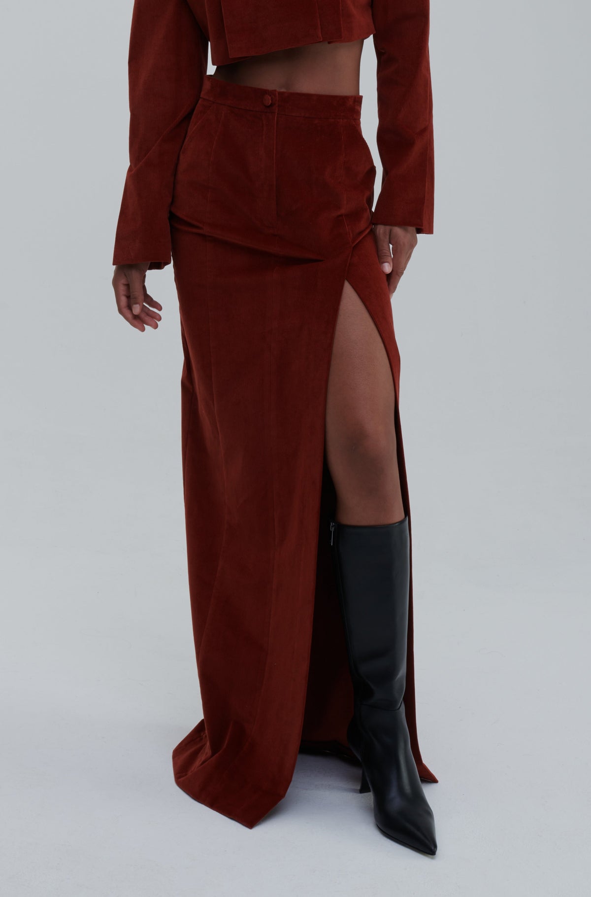 VELVET SLIT SKIRT