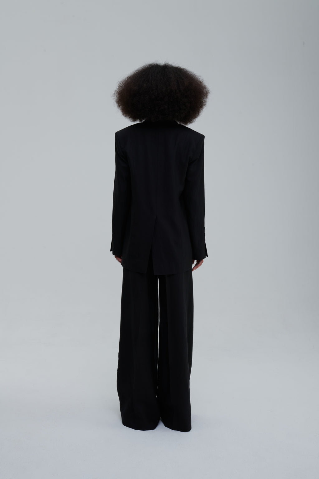 Black Classic Lino Trousers, full front view