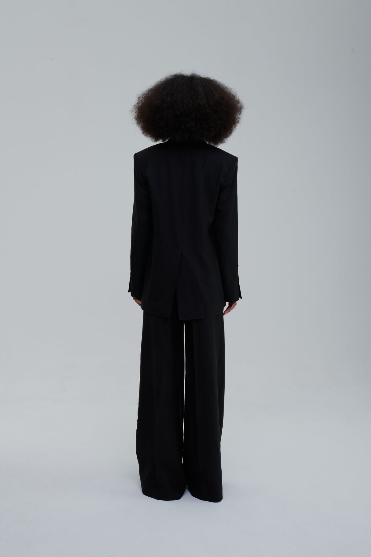 Black Classic Lino Trousers, full front view
