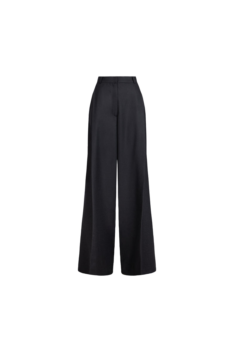 Black wide-leg cropped pants shown on a plain white background.